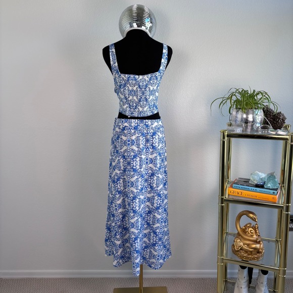 Joie Mosaic Print Crop Top and Midi Skirt Set, NWT Women's XL, Santorini Blue - Picture 3 of 16